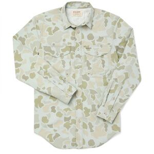 Filson Twin Lakes Sport Shirt Mens Sz XXXL Green Camo Hiking Outdoor Vented